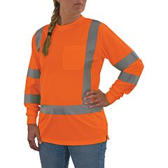 Ergodyne 22155 Glowear 8374 Class 3 Hi-Vis Long Sleeve Shirt Womens, Orange, Size X-Large