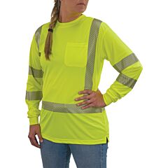 Ergodyne 22353 Glowear 8387 Class 3 Hi-Vis Long Sleeve Shirt Womens, Lime, Size Medium