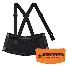 Ergodyne 11122 Proflex 1675 Back Support Brace With Cooling Warming Pack, Black, Size Large