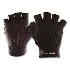Impacto St861070 Fingerless Anti-Impact Carpal Tunnel Gloves, Cowhide Leather Palm/Mesh Nylon Back/Vep Padding, 3X-Large, Black