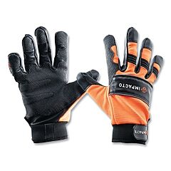 Impacto Timberguard50 Timberguard™ Chainsaw Gloves, Pvc Coating Over Leather Palm/Spandex Boh/Neoprene Wrist, X-Large, Black/Orange
