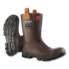 Dunlop Lj2Hx42-48 Purofort® Rigpro Full Safety Boots, Men'S 14/Women'S 16, 10 In H, Dark Brown/Black Sole