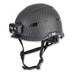 Klein Tools 60515 Karbn™ Safety Helmet, 6 Point, Non-Vented, Headlamp, Black W/Karbn™ Hydrographic Pattern
