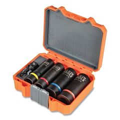 Klein Tools 66040 5 Pc 2-In-1 Impact Socket Set, 1/2 In Drive, 12 Point, Inch, Case Included