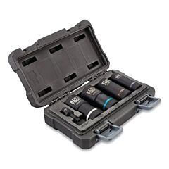 Klein Tools 66050E 5 Pc 2-In-1 Metric Impact Socket Set, 1/2 In Drive, 12 Point, Case Included
