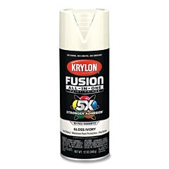 Krylon Industrial K02711007 Fusion All-In-One™ Paints + Primers, 12 Oz, Aerosol Can, Gloss Ivory