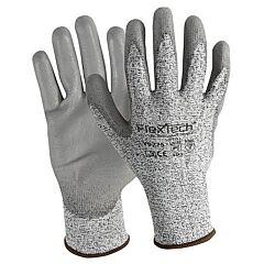 Wells Lamont Y9275L Flextech™ Hppe Fiber Gloves With Polyurethane Coated Palm, Y9275, Economy, Large, Gray/Speckled Gray
