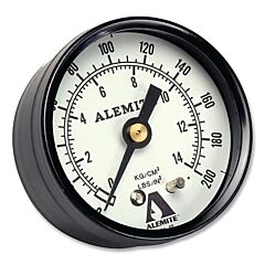 Alemite 323449-4 Air Pressure Gauge, 200 Psi, 1/4 In Npt(M), Back Mount