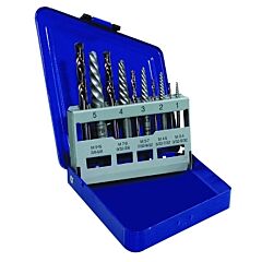 Irwin® 11119 10-Pc Spiral Extractor And Drill Bit Combo Pack, 5/64 In, 7/64 In, 5/32 In, 1/4 In, 19/64 In, Metal Index Box