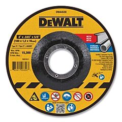 Dewalt® Dwa4530 Cutting Wheel, Type 27, 4 In Dia X 0.045 In Thick X 5/8 In Arbor, Aluminum Oxide