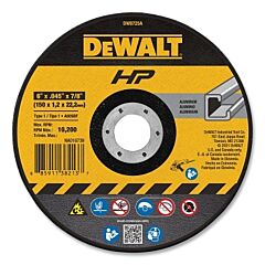 Dewalt® Dw8725A High Performance™ Cutting Wheel, Type 1, 6 In Dia X 1/4 In Thick X 7/8 In Arbor, 60 Grit, Aluminum Oxide