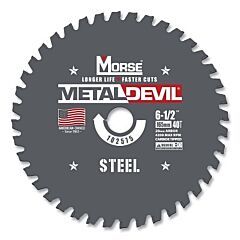 M.K. Morse 102575 Metal Devil Portable Circular Saw Blade, 20 Mm Arbor, 40T, 6-1/2 In Dia, Steel