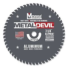 M.K. Morse 102667 Metal Devil Portable Circular Saw Blade, 20 Mm Arbor, 56T, 7-1/4 In Dia, Aluminum