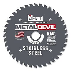 M.K. Morse 102902 Metal Devil Portable Circular Saw Blade, 10 Mm/20 Mm/5/8 In Arbor, 40T, 5-3/8 In Dia, Stainless Steel