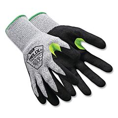 Hexarmor 1075-Xxxl Helix® Touchscreen Gloves, 3X-Large, Silver/Black Coating With Hi-Vis Lime Thumb Saddle, Cut A4