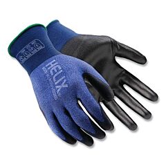 Hexarmor 1032-L Helix® High Dexterity Work Gloves, Polyester/Nylon, Large, Blue/Black Coating