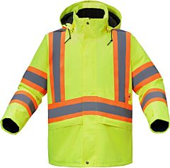 Gss Safety Fr6009 Fr Waterproof Flame Resistant Insulated Jacket, Lime, Class 3, Size 5X-Large