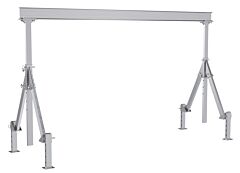 Vestil Aha-4-15-10-Alo Aluminum Adjustable Height Gantry Crane With Adjustable Leveling Option 15 Ft. Wide X 10 Ft. Max Usable Height 4,000 Lb. Capacity Silver