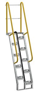 Vestil Ats-6-68-Hdg Galvanized Alternate Tread Stair 68 Degrees 39-1/2 In. X 23-1/2 In. X 113-3/4 In. 350 Lb. Capacity Silver
