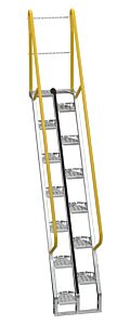 Vestil Ats-8-56-Hdg Galvanized Alternate Tread Stair 56 Degrees 73-1/2 In. X 23-1/2 In. X 138-1/4 In. 350 Lb. Capacity Silver