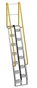Vestil Ats-8-68-Hdg Galvanized Alternate Tread Stair 68 Degrees 49-3/4 In. X 23-1/2 In. X 137-3/4 In. 350 Lb. Capacity Silver