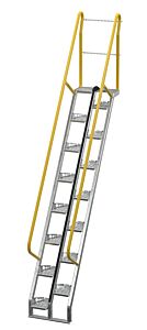 Vestil Ats-9-56-Hdg Galvanized Alternate Tread Stair 56 Degrees 81-5/8 In. X 23-1/2 In. X 150-1/4 In. 350 Lb. Capacity Silver