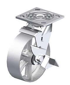 Vestil Cst-Bl-4X2Ci-Swb Cast Iron/Steel Swivel With Brake Caster 4 In. Diameter X 2 In. Width 700 Lb. Capacity Silver