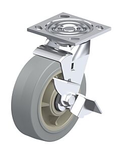 Vestil Cst-Bl-6X2Tpr-Swb Thermoplastic Swivel With Brake Rigid Caster 6 In. Diameter X 2 In. Width 500 Lb. Capacity Light Gray And Beige