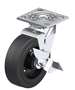 Vestil Cst-Bl-8X2Mr-Swb Rubber Swivel With Brake Caster 8 In. Diameter X 2 In. Width 600 Lb. Capacity Black
