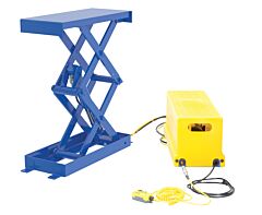Vestil Ehltsd-1228-1-35 Steel Double Leg Shorty Scissor Lift Table 12 In. X 28 In. 1000 Lb. Capacity Blue