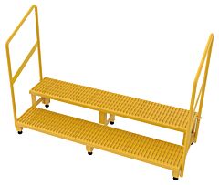 Vestil Asp-60-Hr Steel Adjustable Step Stand 60 Inches Wide 2-Step With Handrails 500 Lb. Capacity Yellow