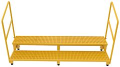Vestil Asp-72-Hr Steel Adjustable Step Stand 72 Inch Wide 2-Step With Handrails 500 Lb. Capacity Yellow