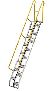 Vestil Ats-10-56-Hdg Galvanized Alternate Tread Stair 56 Degrees 89-3/4 In. X 23-1/2 In. X 162-3/8 In. 350 Lb. Capacity Silver