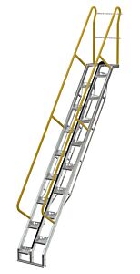 Vestil Ats-11-56-Hdg Galvanized Alternate Tread Stair 56 Degrees 97-1/2 In. X 23-1/2 In. X 174-1/8 In. 350 Lb. Capacity Silver
