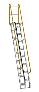 Vestil Ats-11-68-Hdg Galvanized Alternate Tread Stair 68 Degrees 63-1/2 In. X 23-1/2 In. X 173-5/8 In. 350 Lb. Capacity Silver