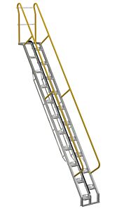 Vestil Ats-13-56-Hdg Galvanized Alternate Tread Stair 56 Degrees 114-1/8 In. X 23-1/2 In. X 198-5/8 In. 350 Lb. Capacity Silver