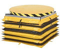 Vestil Hst-40-St-Acc-4-Ci Steel Powered Lift Table With Manual Rotation And Vinyl Field Installed Accordion Skirt 4,000 Lb. Capacity Blue/Yellow