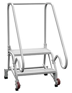 Vestil Lad-Trn-50-2-Fda Steel Tip N Roll Fda Compliant Ladder 50 Degree 2 Grip Strut 24 In Step Width 350 Lb. Capacity White