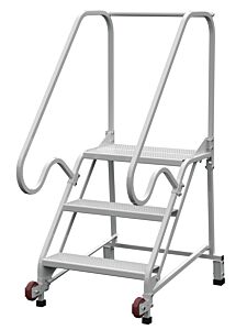 Vestil Lad-Trn-50-3-Fda Steel Tip N Roll Fda Compliant Ladder 50 Degree 3 Grip Strut 24 In. Step Width 350 Lb. Capacity White