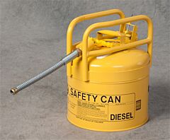 Eagle 1215Sx5Y 5 Gallon Yellow D.O.T. Galvanized Steel Type Ii Style Safety Can W/5/8" Flexible Hose