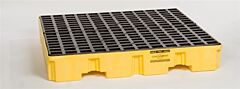 Eagle 1645 4 Drum Low Profile Containment Pallet - Yellow W/ Drain