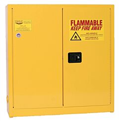 Eagle 1976X 24 Gallon Flammable Liquid Storage Cabinet - Yellow Two Door Manual Three Shelves