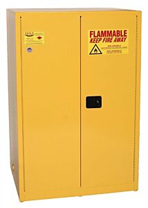 Eagle 9010X 90 Gallon Flammable Liquid Storage Cabinet - Yellow Two Door Self-Closing Two Shelves