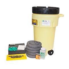 Enpac 1450-Ye 50 Gallon Wheeled Poly Spillpack Spill Kit, Universal, Yellow With Black Slip-Top Lid, 75 Gallon Capacity