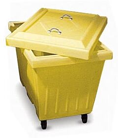 Enpac 1511-Ye Large Tote Bin With Lid And 8" Rubber Wheels, Yellow