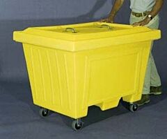 Enpac 1531-Ye Extra Large Tote Bin With Lid And 8" Rubber Wheels, Yellow