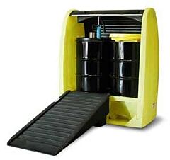 Enpac 4062-Ye 2 Drum Roll Top Hardcover Spill Pallet, Yellow, 58 Gallon Capacity