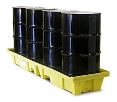 Enpac 5102-Ye 4 Drum In-Line Poly Spill Pallet, Yellow, 66 Gallon Capacity
