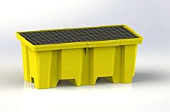 Enpac 5222-Ye-D 2 Drum Nestable Poly Spill Pallet With Drain, Yellow, 66 Gallon Capacity