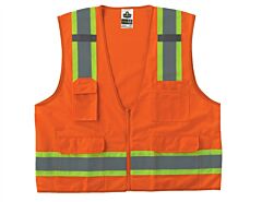 Ergodyne 24063 Glowear 8248Z Type R Class 2 Two-Tone Surveyors Vest, Orange, S/M, 1/Each